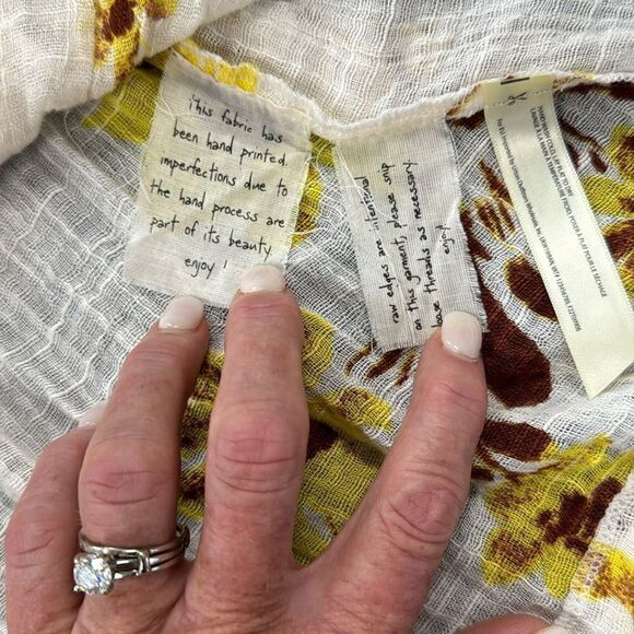 Free People Naya Handprinted Cotton and Viscose Bohemian Top with raw edges XS - Picture 14 of 16